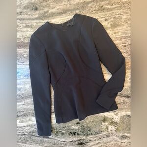 Alexander Wang Black Long Sleeve Peplum Blouse Top